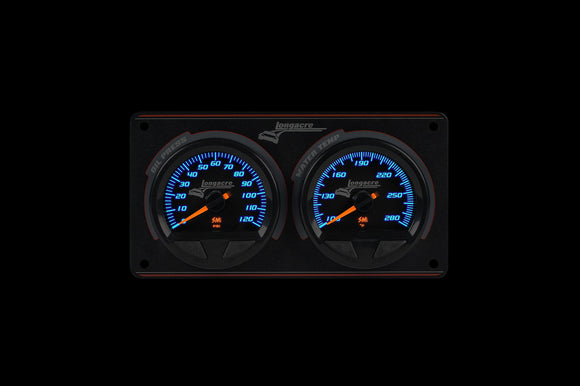 Longacre 52-44560 SMi™ Elite Waterproof Gauge Panel, 2 Gauge Oil Pressure/Wate