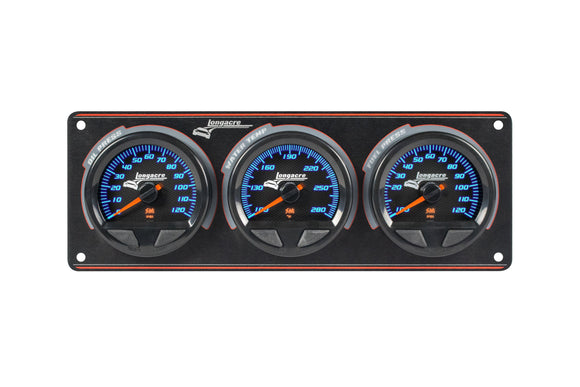 Longacre 52-44563 SMi™ Elite Waterproof Gauge Panel, 3 Gauge Oil Pressure/Wate