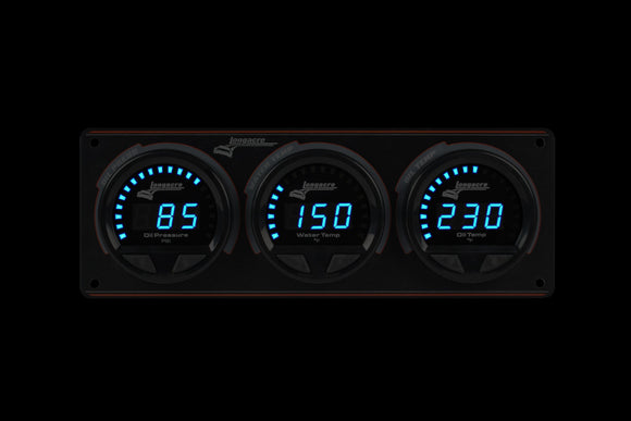 Longacre 52-44661 Digital Elite LED Waterproof Gauge Panel, 3 Gauge Oil Pressu