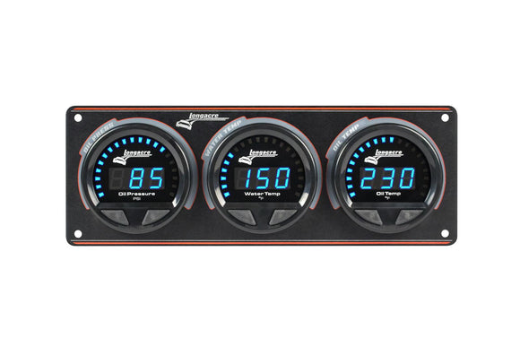 Longacre 52-44661 Digital Elite LED Waterproof Gauge Panel, 3 Gauge Oil Pressu