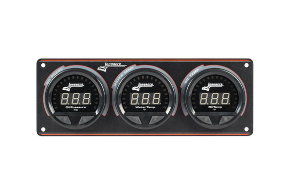 Longacre 52-44661 Digital Elite LED Waterproof Gauge Panel, 3 Gauge Oil Pressu