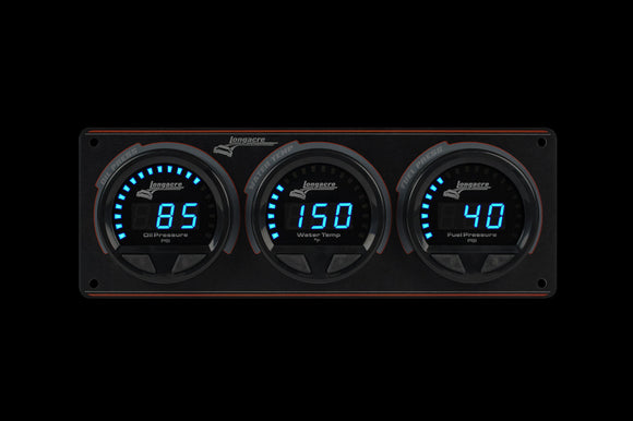 Longacre 52-44663 Digital Elite LED Waterproof Gauge Panel, 3 Gauge Oil Pressu