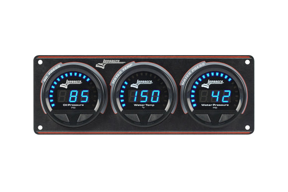 Longacre 52-44665 Digital Elite LED Waterproof Gauge Panel from Longacre, 3 Ga