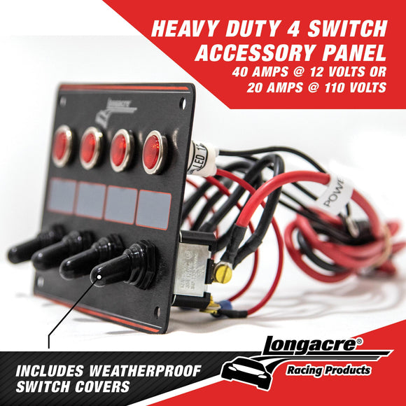 Longacre 52-44865 4 Accessory switch panel with 4 pilot lights