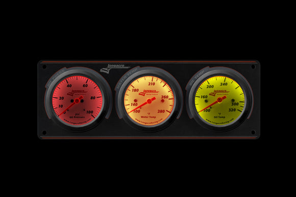 Longacre 52-46913 Sportsman™ Elite 3 Gauge Panel Oil Pressure, Water Temperatu