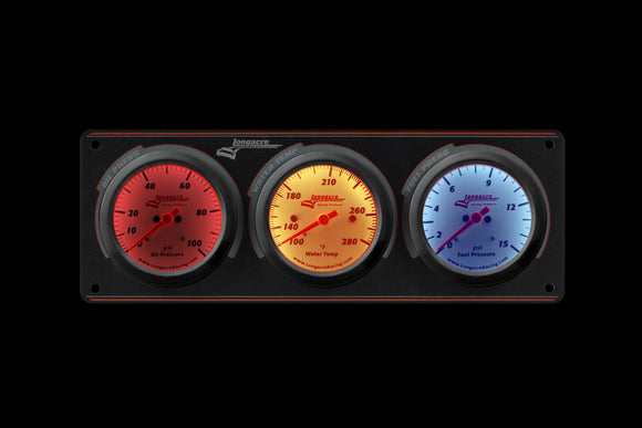 Longacre 52-46914 Sportsman™ Elite 3 Gauge Panel Oil Pressure, Water Temperatu