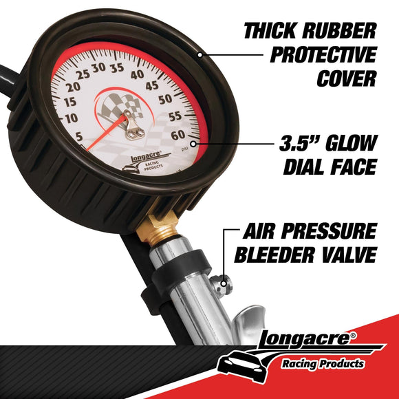 Longacre 52-52007 Magnum™ 3½" GID Quick Fill Tire Gauge 0-60 psi