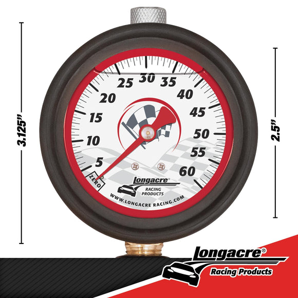 Longacre 52-52008 Liquid Filled 2½" GID Quick Fill Tire Gauge 0-60 psi