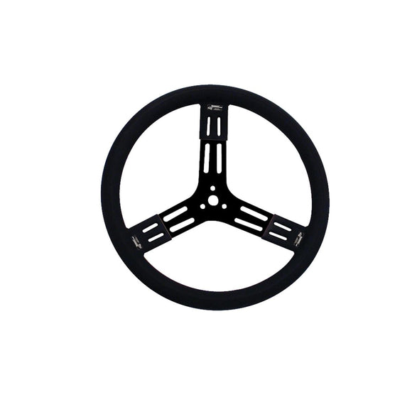 Longacre 52-56841 15" Steel Steering Wheel - Black w/ Smooth Grip