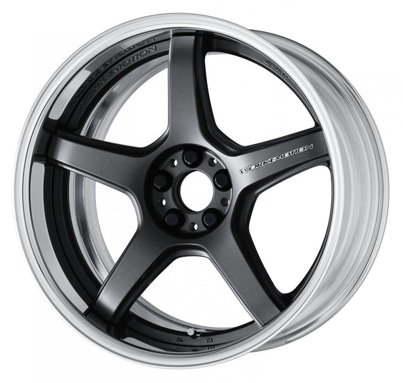 WORK EMOTION T5R 2P — Mat Carbon (MGM), Middle Concave. WORK's 18 inch FULL REVERSE wheel, shown as a finish reference for 19 inch STEP RIM.