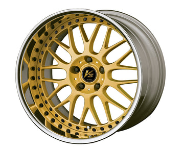 WORK VS XX 18 inch FULL REVERSE – Gold (GLD), shown with WORK's optional black chrome piercing bolts