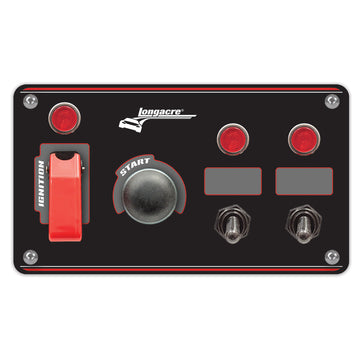 Longacre 52-44867 Flip-up Start / Ignition panel w/ 2 acc & pilot lights