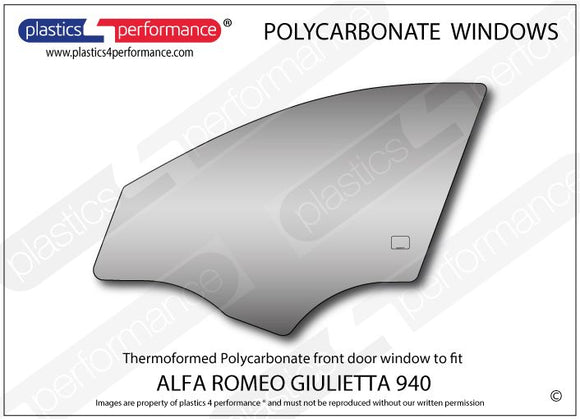 ポリカーボネート 左フロントドアウインドウ｜Alfa Romeo Giulietta 940