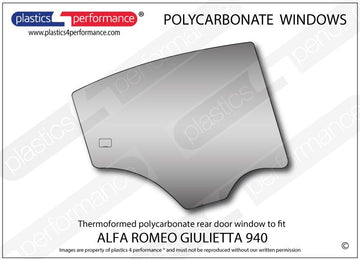 ポリカーボネート 右リアドアウインドウ｜Alfa Romeo Giulietta 940