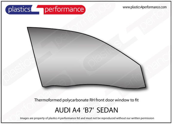 ポリカーボネート 右フロントドアウインドウ｜Audi A4 / S4 / RS4 B7 - Sedan