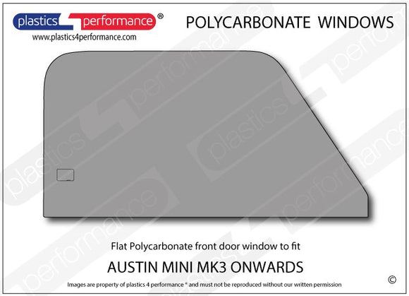 ポリカーボネート 右フロントドアウインドウ｜Mini MK3 onwards 1
