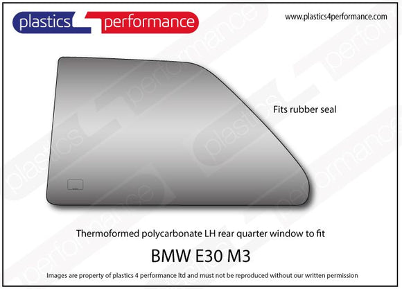 ポリカーボネート 左リアクォーターウインドウ｜BMW E30 M3 3 Series - Coupe（1986〜1991年）