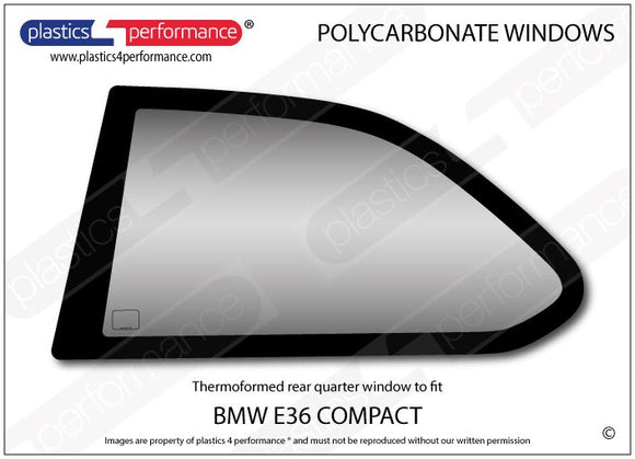 ポリカーボネート 左リアクォーターウインドウ｜BMW E36 3 Series - Compact（1993〜2004年）