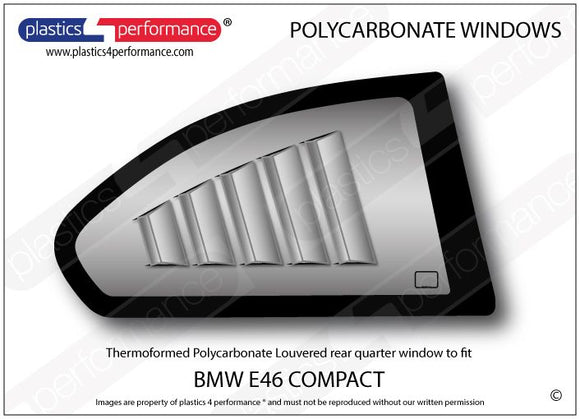 ポリカーボネート リアクォーターウインドウ左右セット｜BMW E46 3 Series - Compact（2000〜2004年）