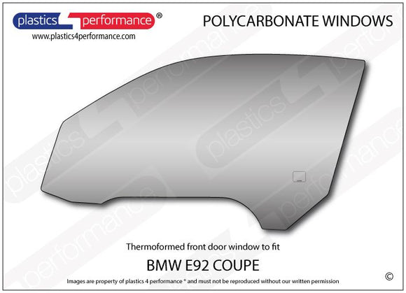 ポリカーボネート 左フロントドアウインドウ｜BMW E92 3 Series/ M3 - Coupe（2006〜2013年）