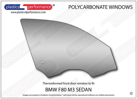 ポリカーボネート 右フロントドアウインドウ｜BMW F80 M3 3 Series - Sedan（2014〜2019年）