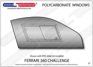 ポリカーボネート 右フロントドアウインドウ｜Ferrari 360 Challenge