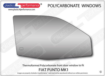 ポリカーボネート 右フロントドアウインドウ｜Fiat Punto MK1