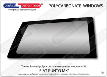 ポリカーボネート 右リアクォーターウインドウ｜Fiat Punto MK1