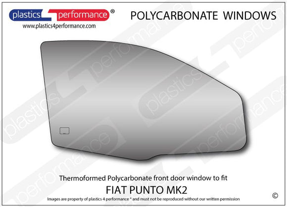 ポリカーボネート 右フロントドアウインドウ｜Fiat Punto MK2
