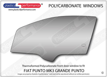 ポリカーボネート 左フロントドアウインドウ｜Fiat Punto MK3 Grande Punto