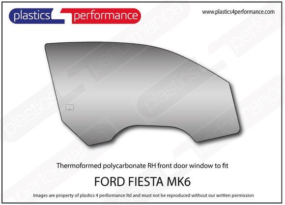ポリカーボネート 右フロントドアウインドウ｜Ford Fiesta Mk6 - 3dr Hatchback（2002〜2008年） 1