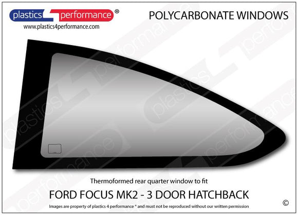 ポリカーボネート 左リアクォーターウインドウ｜Ford Focus MK2 - 3dr Hatchback（2004〜2010年） 1