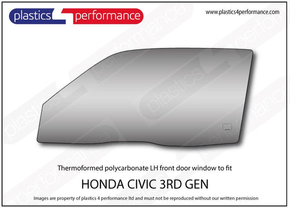 ポリカーボネート 左フロントドアウインドウ｜ホンダ Civic AG/ AH - 3dr Hatchback