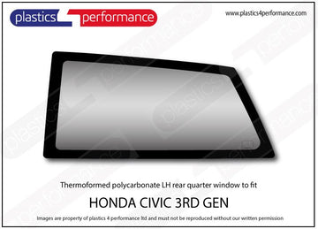 ポリカーボネート 左リアクォーターウインドウ｜ホンダ Civic AG/ AH - 3dr Hatchback
