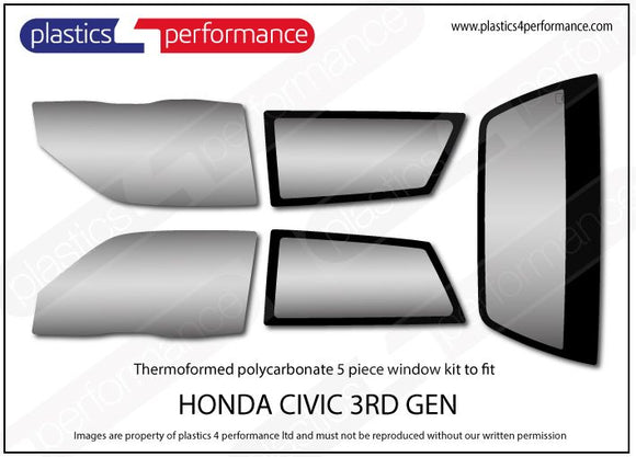 ポリカーボネート ウインドウキット｜ホンダ Civic AG/ AH - 3dr Hatchback