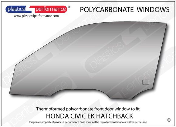 ポリカーボネート 左フロントドアウインドウ｜ホンダ Civic EK - 3dr Hatchback