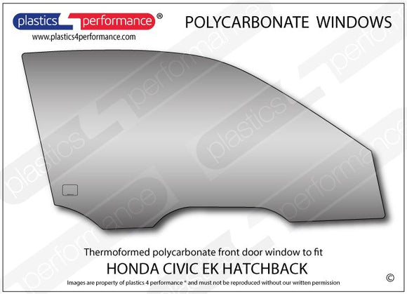 ポリカーボネート 右フロントドアウインドウ｜ホンダ Civic EK - 3dr Hatchback