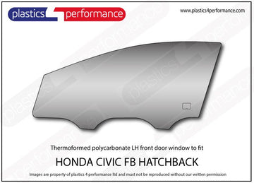 ポリカーボネート 左フロントドアウインドウ｜ホンダ Civic FB - 5dr Hatchback