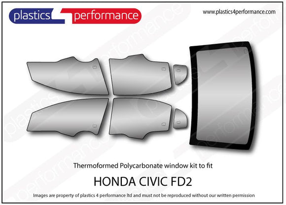 ポリカーボネート ウインドウキット｜ホンダ Civic Type R FD2 - Sedan