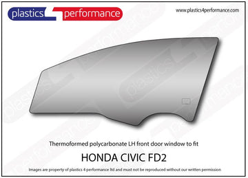 ポリカーボネート 左フロントドアウインドウ｜ホンダ Civic Type R FD2 - Sedan