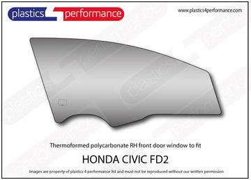 ポリカーボネート 右フロントドアウインドウ｜ホンダ Civic Type R FD2 - Sedan