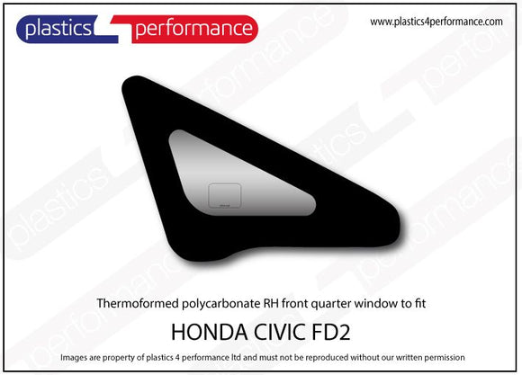 ポリカーボネート 右フロントドアウインドウ｜ホンダ Civic Type R FD2 - Sedan