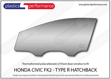 ポリカーボネート 左フロントドアウインドウ｜ホンダ Civic Type R FK2 - 5dr Hatchback