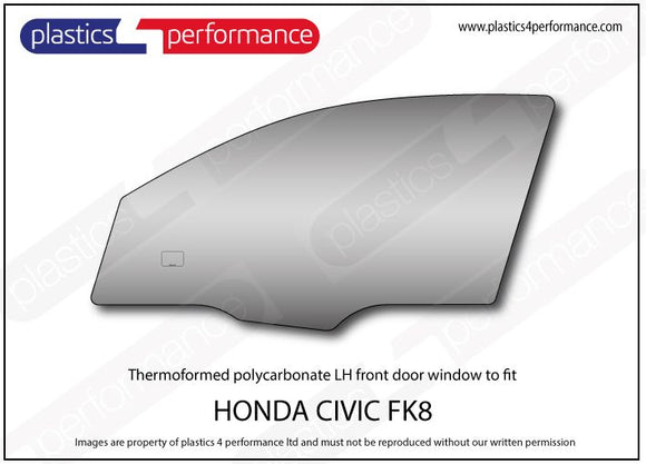 ポリカーボネート 左フロントドアウインドウ｜ホンダ Civic Type R FK8 - 5dr Hatchback