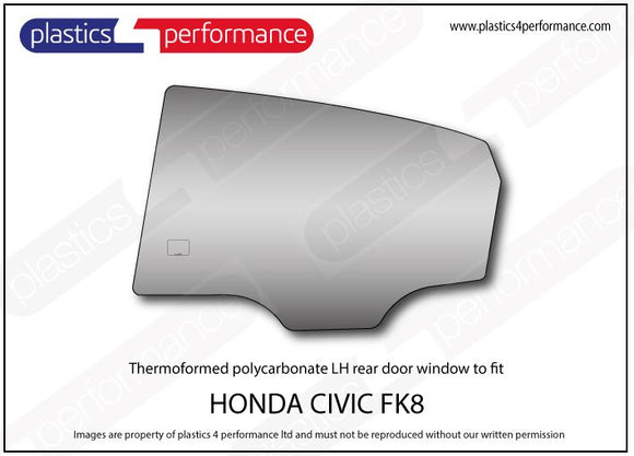 ポリカーボネート 左リアドアウインドウ｜ホンダ Civic Type R FK8 - 5dr Hatchback