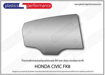 ポリカーボネート 右リアドアウインドウ｜ホンダ Civic Type R FK8 - 5dr Hatchback