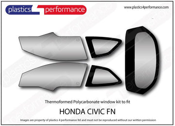 ポリカーボネート ウインドウキット｜ホンダ Civic FN - 3dr Hatchback
