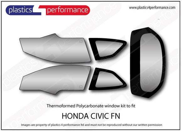 ポリカーボネート ウインドウキット｜ホンダ Civic FN - 3dr Hatchback