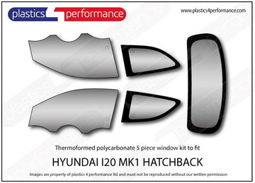 i20 MK1 PB - 3dr Hatchback ポリカーボネート ウインドウキット｜Hyundai i20 MK1 PB - 3dr Hatchback 写真1