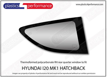 i20 MK1 PB - 3dr Hatchback ポリカーボネート 右リアクォーターウインドウ｜Hyundai i20 MK1 PB - 3dr Hatchback 写真1